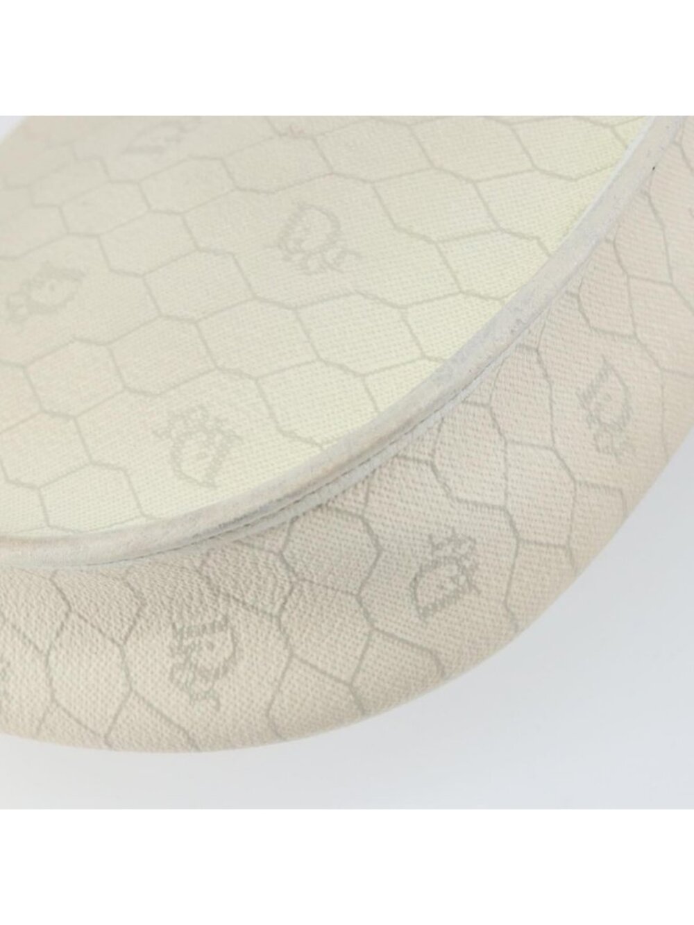 Authentic Christian Dior Honeycomb Canvas Chain Shoulder Bag PVC White Gold - Picture 5 of 16